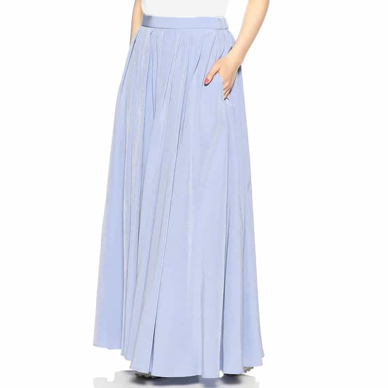 BARNEYS NEW YORK ウォッシャブルボリュームロングスカート LIGHT BLUE