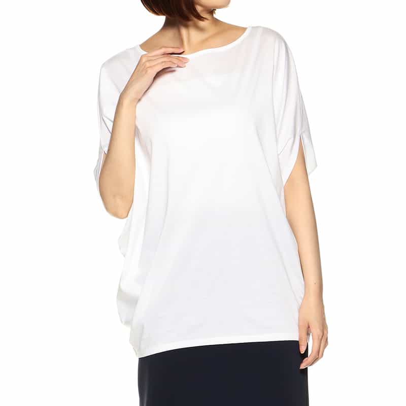 BARNEYS NEW YORK ウォッシャブルコットンドルマンビッグシルエットカットソー WHITE