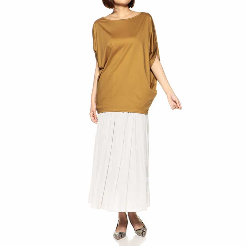 BARNEYS NEW YORK ウォッシャブルコットンドルマンビッグシルエットカットソー MUSTARD