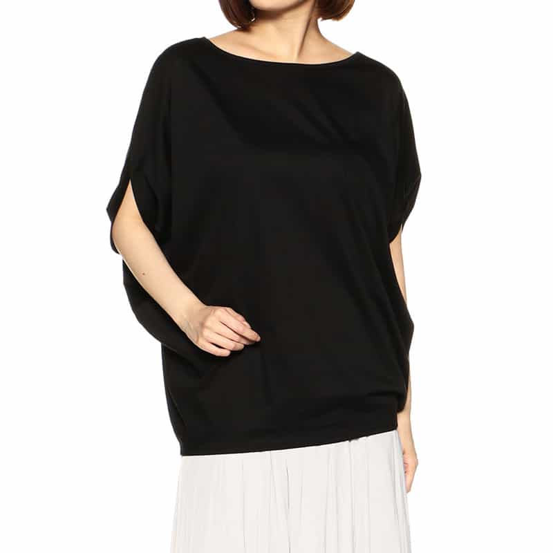 BARNEYS NEW YORK ウォッシャブルコットンドルマンビッグシルエットカットソー BLACK