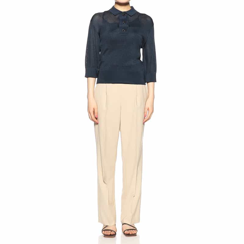 BARNEYS NEW YORK ウォッシャブルハイウエストワイドパンツ LT BEIGE