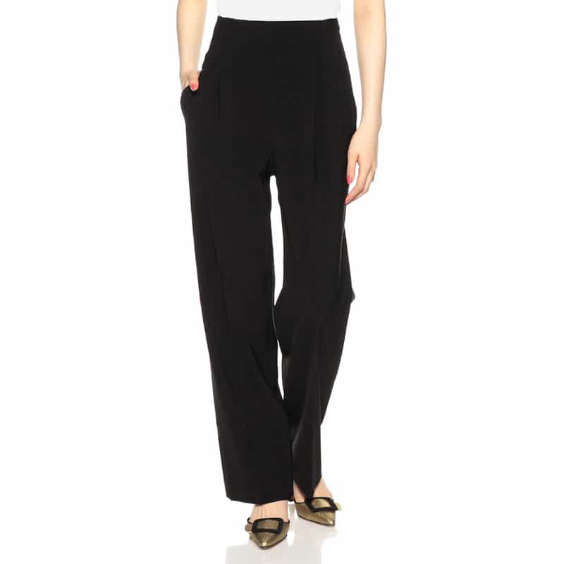 BARNEYS NEW YORK ウォッシャブルハイウエストワイドパンツ BLACK