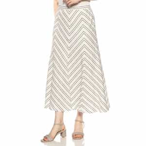 ウォッシャブルストライプ柄プリントロングスカート