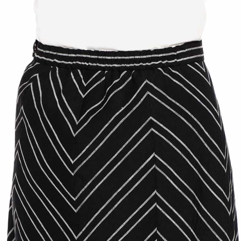 BARNEYS NEW YORK ウォッシャブルストライプ柄プリントロングスカート BLACK