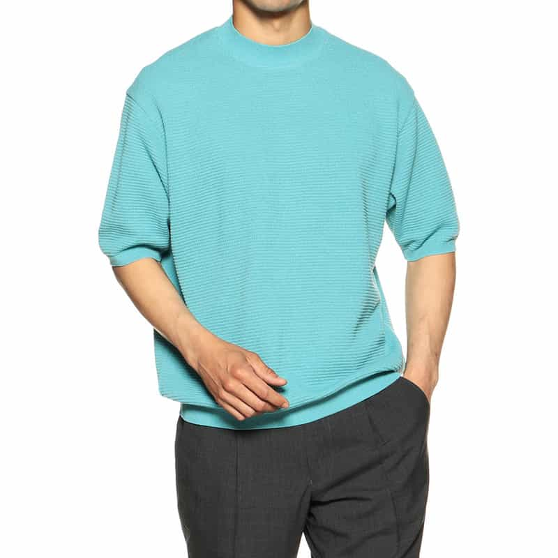 BARNEYS NEW YORK ワッフルニットTシャツ TURQUOISE