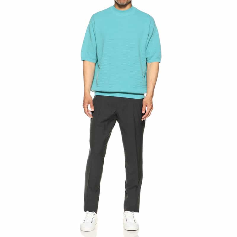 BARNEYS NEW YORK ワッフルニットTシャツ TURQUOISE
