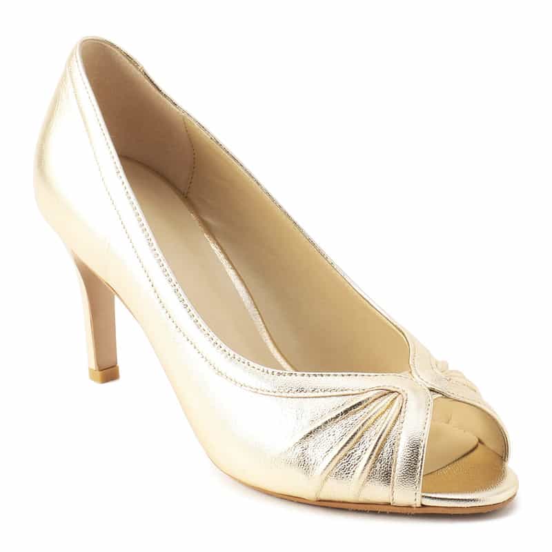 BARNEYS NEW YORK オープントゥメタリックパンプス GOLD