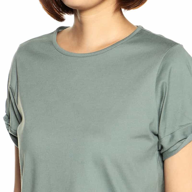 BARNEYS NEW YORK ウォッシャブルコットンノットスリーブカットソー GREEN