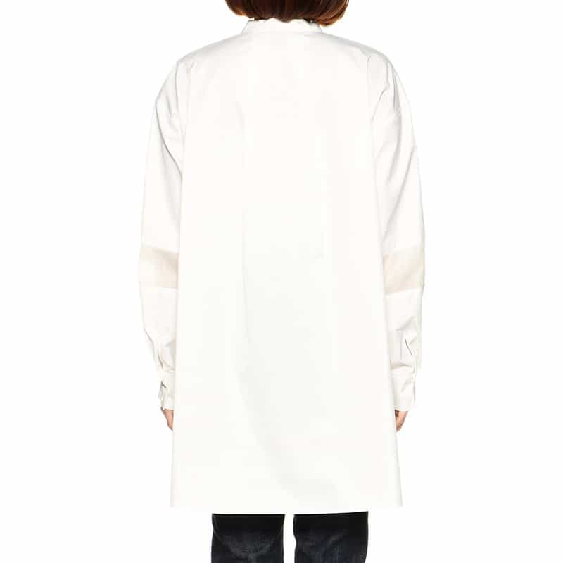 BARNEYS NEW YORK ウォッシャブル切替スリーブシャツ WHITE