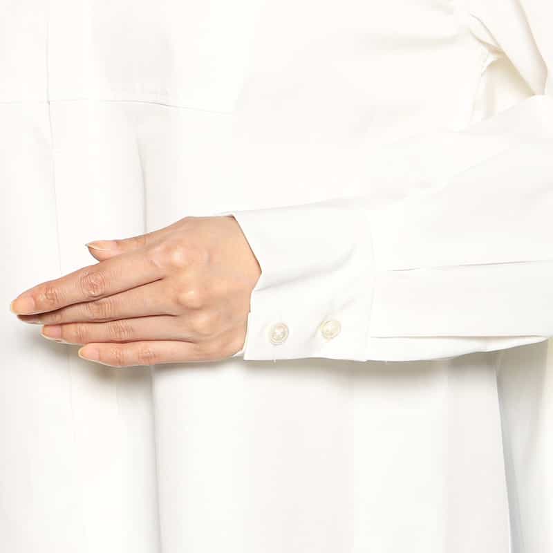BARNEYS NEW YORK ウォッシャブル切替スリーブシャツ WHITE