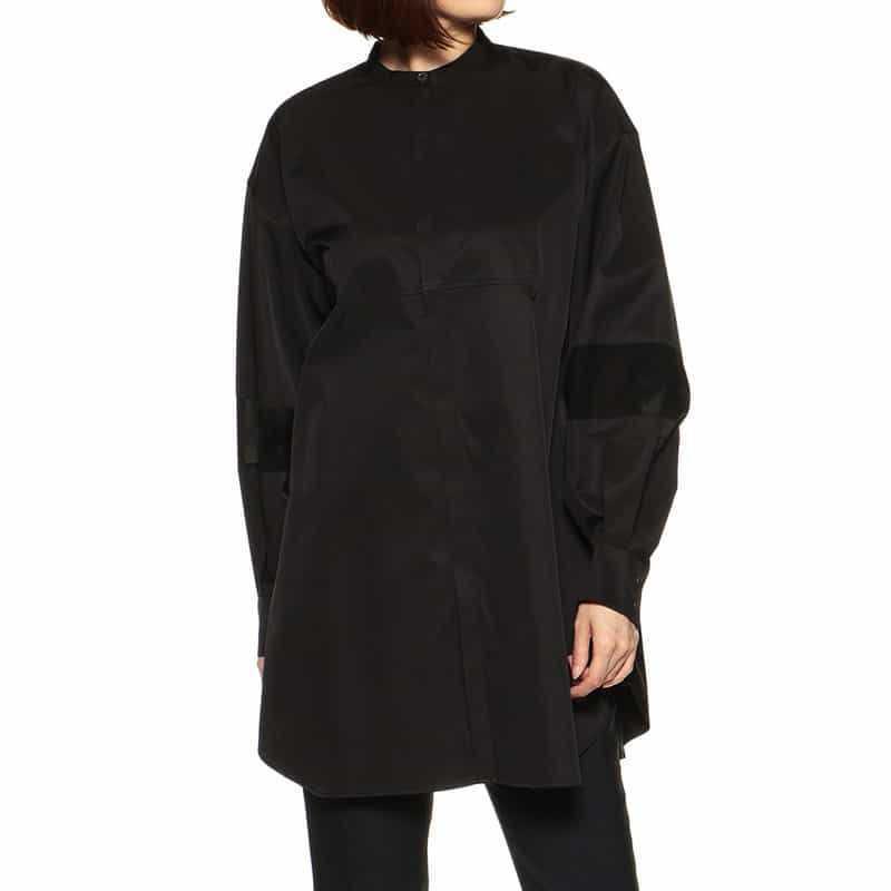 BARNEYS NEW YORK ウォッシャブル切替スリーブシャツ BLACK