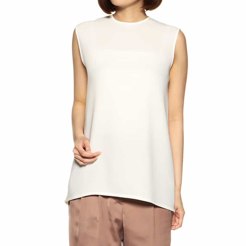 BARNEYS NEW YORK セットアップ ウォッシャブル バックジップAラインプルオーバーブラウス WHITE