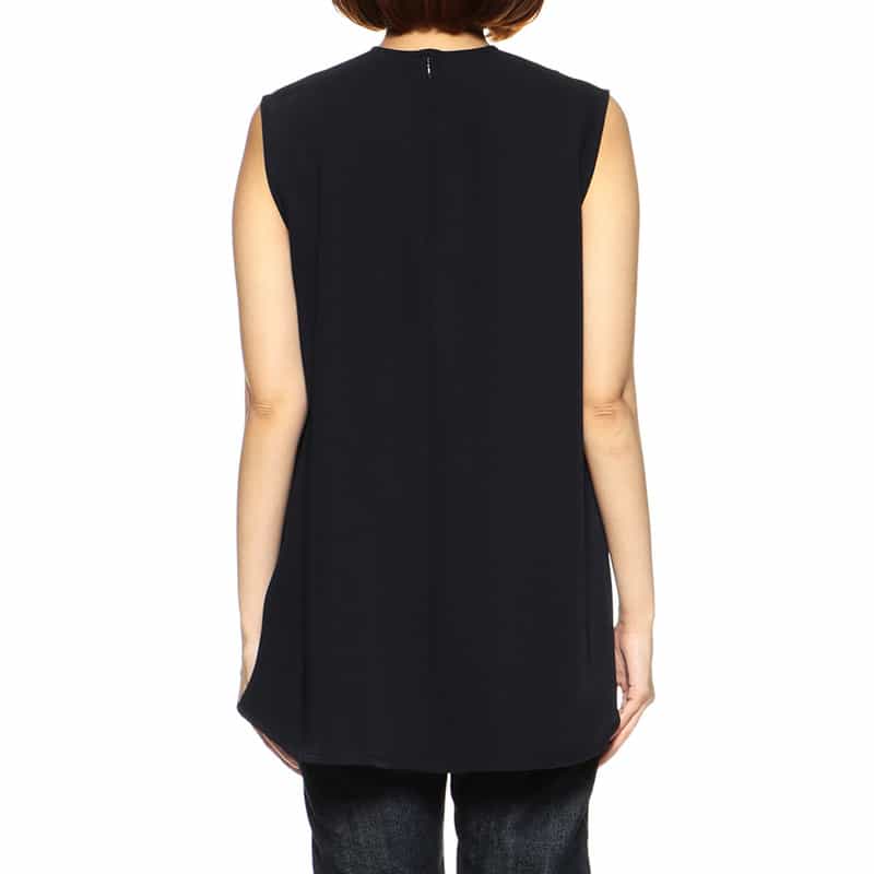 BARNEYS NEW YORK セットアップ ウォッシャブル バックジップAラインプルオーバーブラウス NAVY