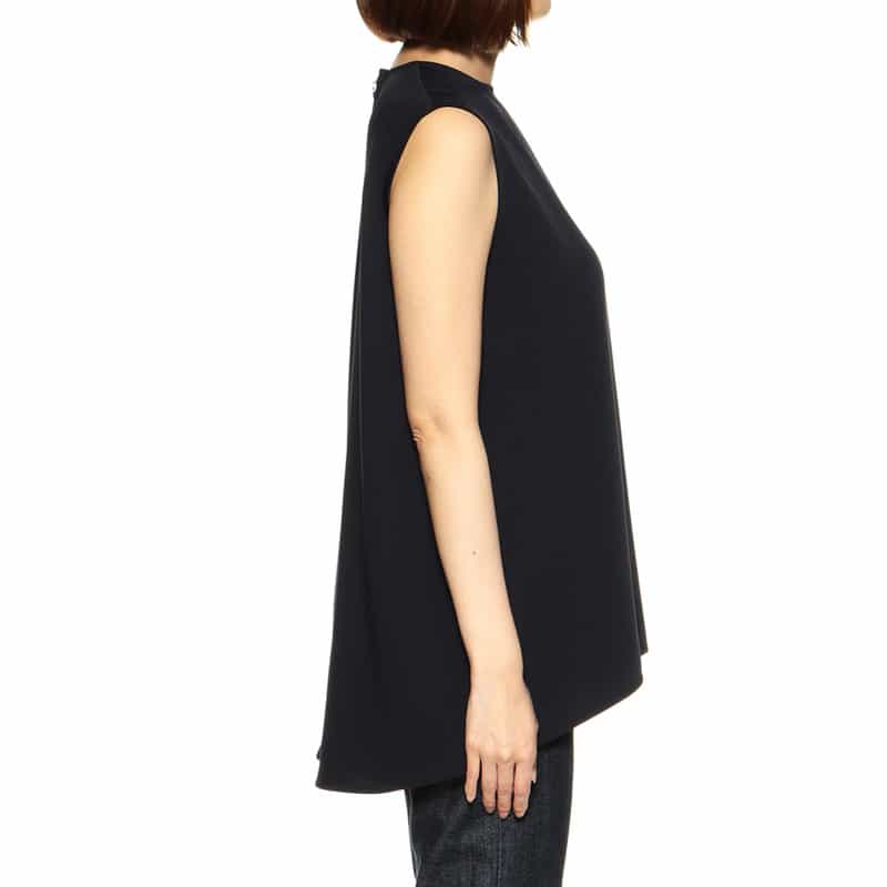 BARNEYS NEW YORK セットアップ ウォッシャブル バックジップAラインプルオーバーブラウス NAVY