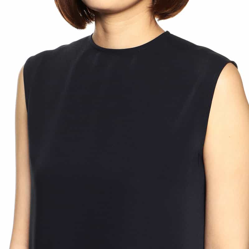 BARNEYS NEW YORK セットアップ ウォッシャブル バックジップAラインプルオーバーブラウス NAVY