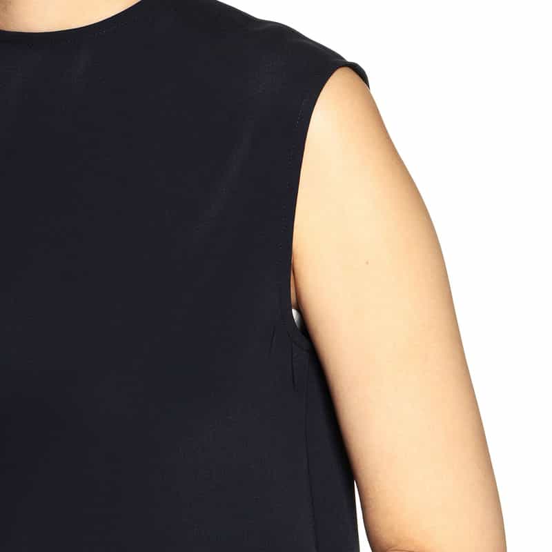 BARNEYS NEW YORK セットアップ ウォッシャブル バックジップAラインプルオーバーブラウス NAVY