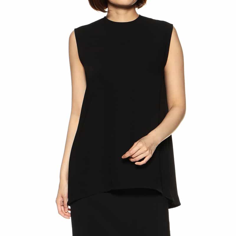 BARNEYS NEW YORK セットアップ ウォッシャブル バックジップAラインプルオーバーブラウス BLACK