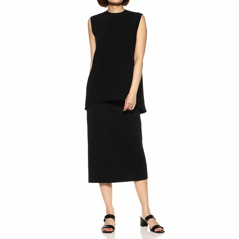 BARNEYS NEW YORK セットアップ ウォッシャブル バックジップAラインプルオーバーブラウス BLACK