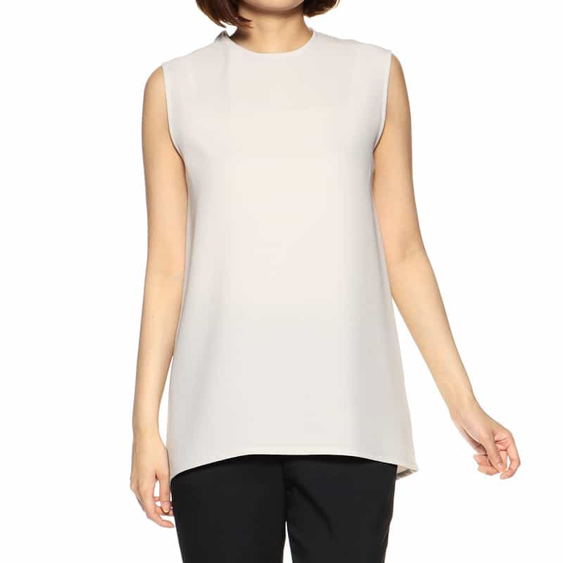 BARNEYS NEW YORK セットアップ ウォッシャブル バックジップAラインプルオーバーブラウス LIGHT GRAY