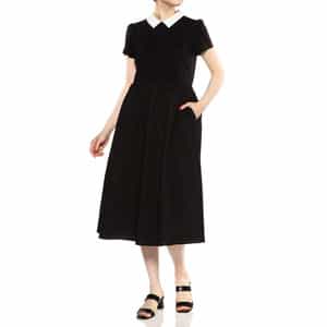 異素材コンビネーションミディドレス