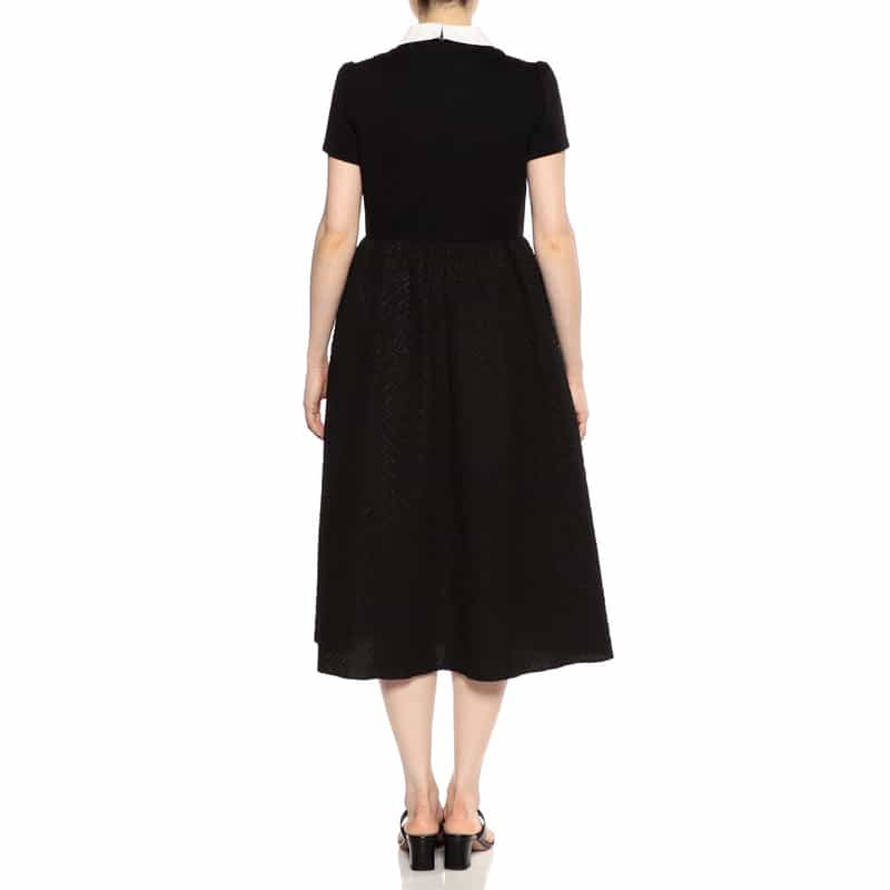 BARNEYS NEW YORK 異素材コンビネーションミディドレス BLACK