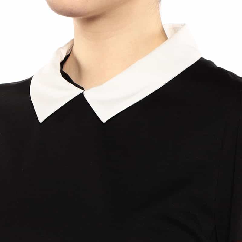 BARNEYS NEW YORK 異素材コンビネーションミディドレス BLACK