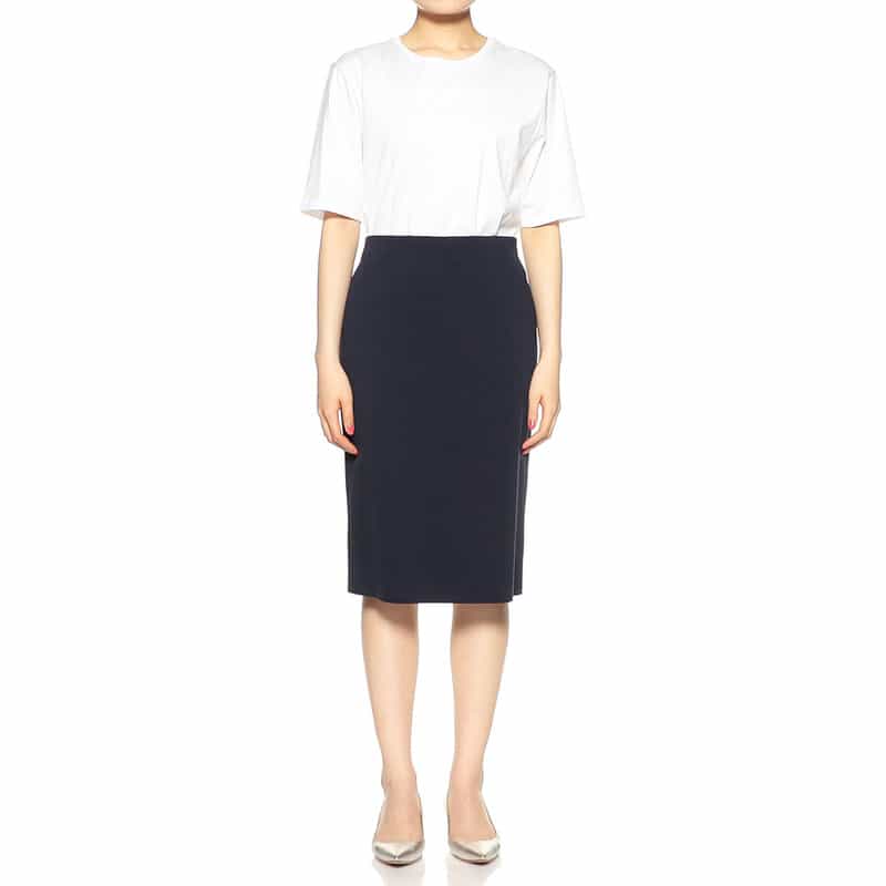 BARNEYS NEW YORK ウォッシャブルスクーバタイトスカート NAVY