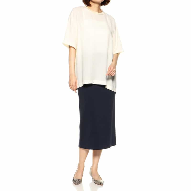 BARNEYS NEW YORK ウォッシャブル スクーバニットタイトスカート NAVY