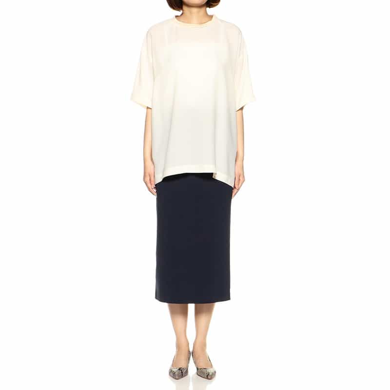 BARNEYS NEW YORK ウォッシャブル スクーバニットタイトスカート NAVY