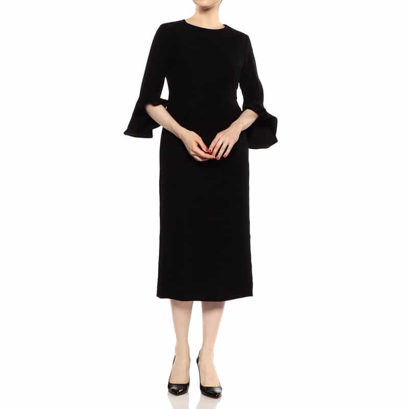 BARNEYS NEW YORK ウォッシャブルラッフルスリーブゲストドレス BLACK