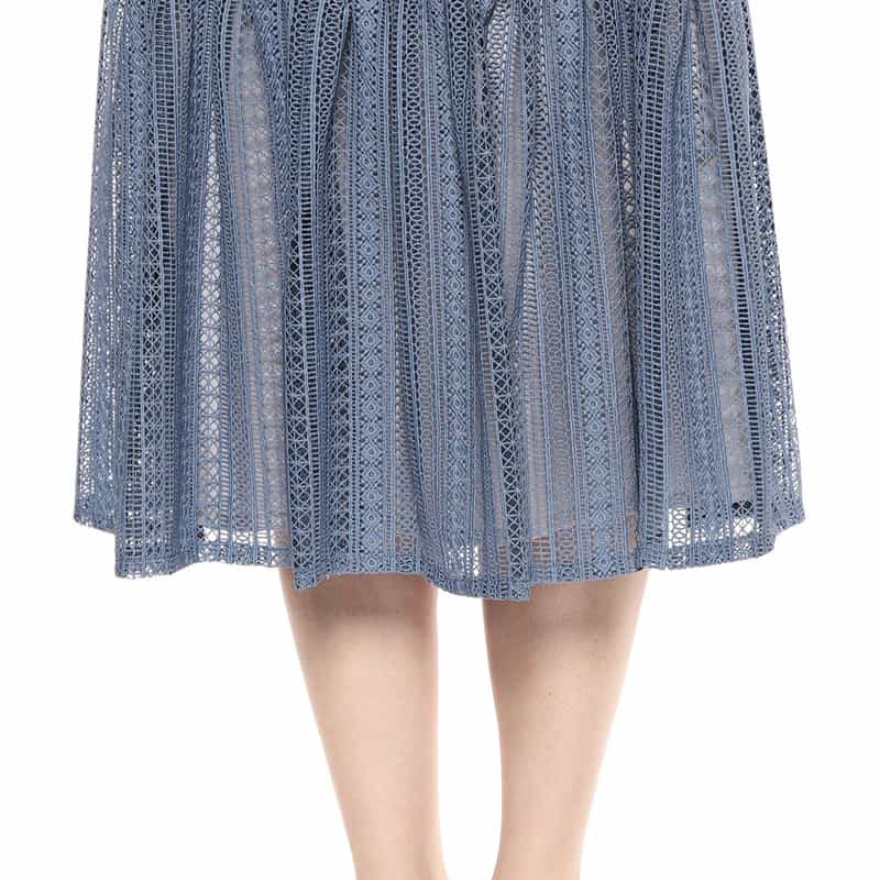 BARNEYS NEW YORK ウォッシャブルレースストライプゲストドレス BLUE