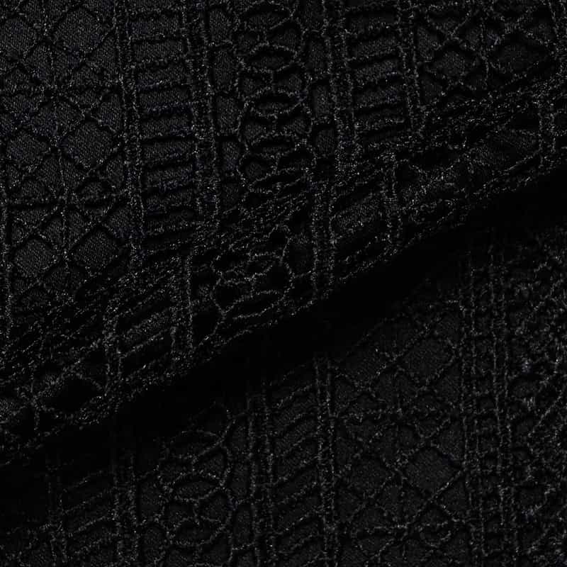 BARNEYS NEW YORK ウォッシャブルレースストライプゲストドレス BLACK