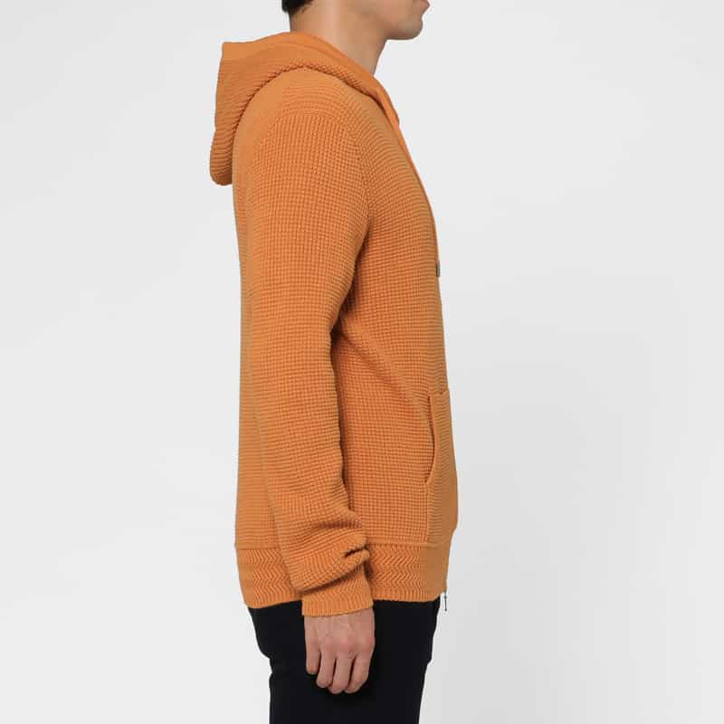 BARNEYS NEW YORK コットンカシミヤ素材ジップアップニットパーカー ORANGE