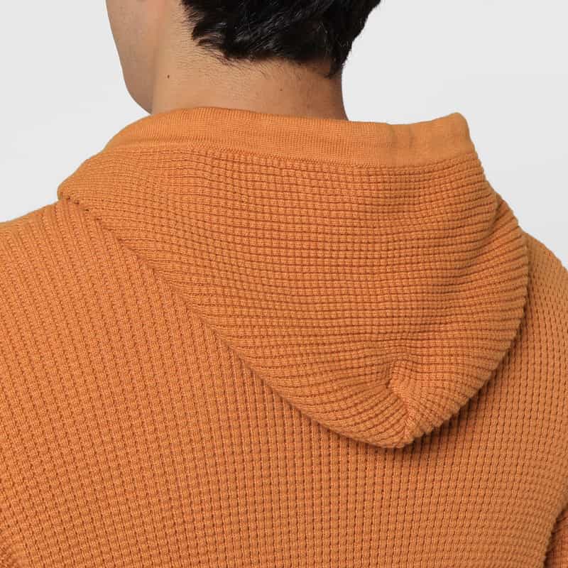 BARNEYS NEW YORK コットンカシミヤ素材ジップアップニットパーカー ORANGE