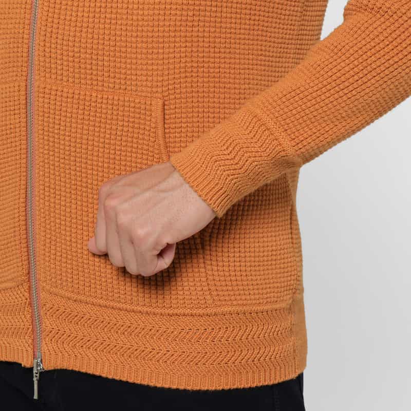 BARNEYS NEW YORK コットンカシミヤ素材ジップアップニットパーカー ORANGE