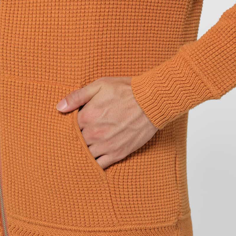 BARNEYS NEW YORK コットンカシミヤ素材ジップアップニットパーカー ORANGE