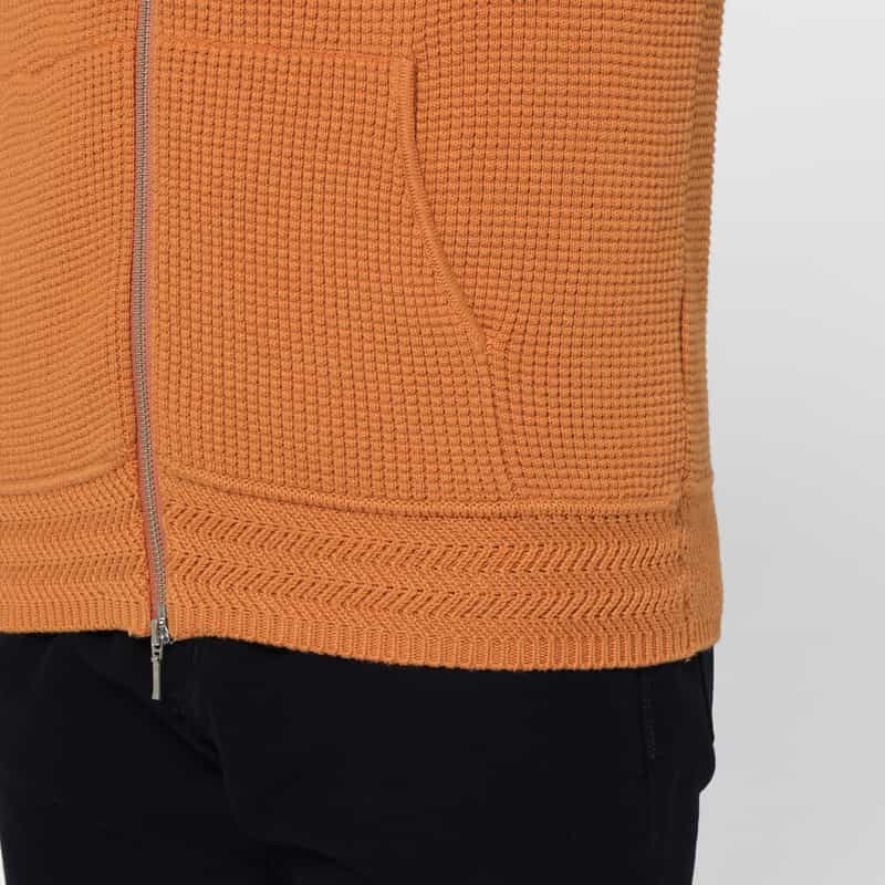 BARNEYS NEW YORK コットンカシミヤ素材ジップアップニットパーカー ORANGE