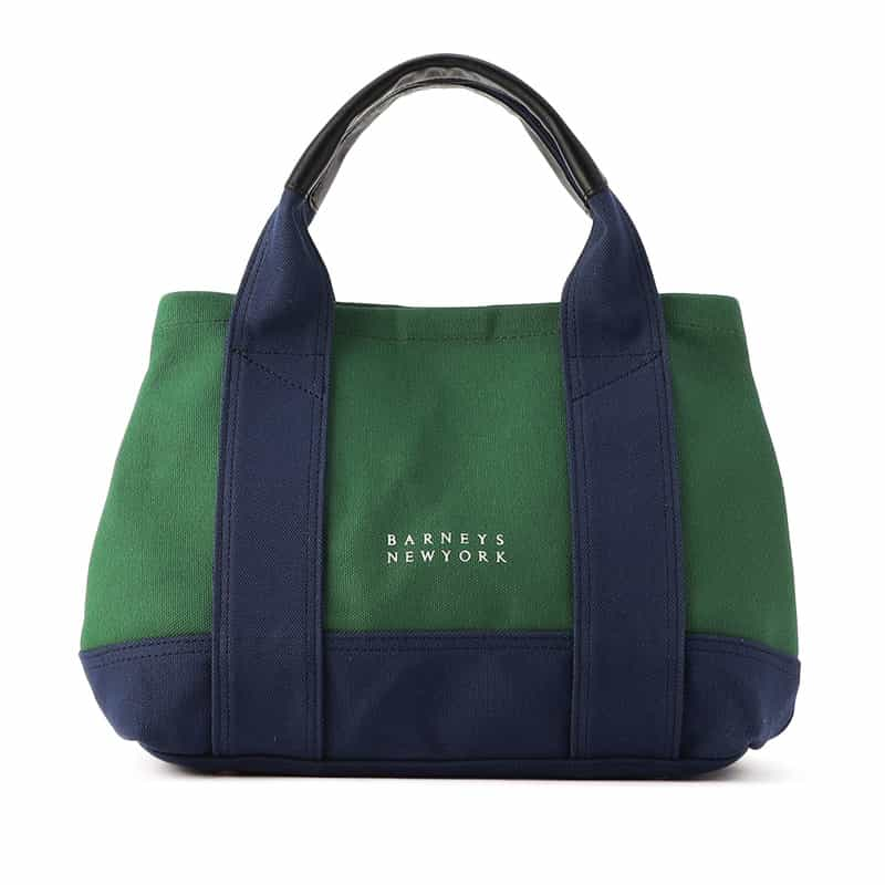 BARNEYS NEW YORK キャンバスロゴトートバッグ GREEN