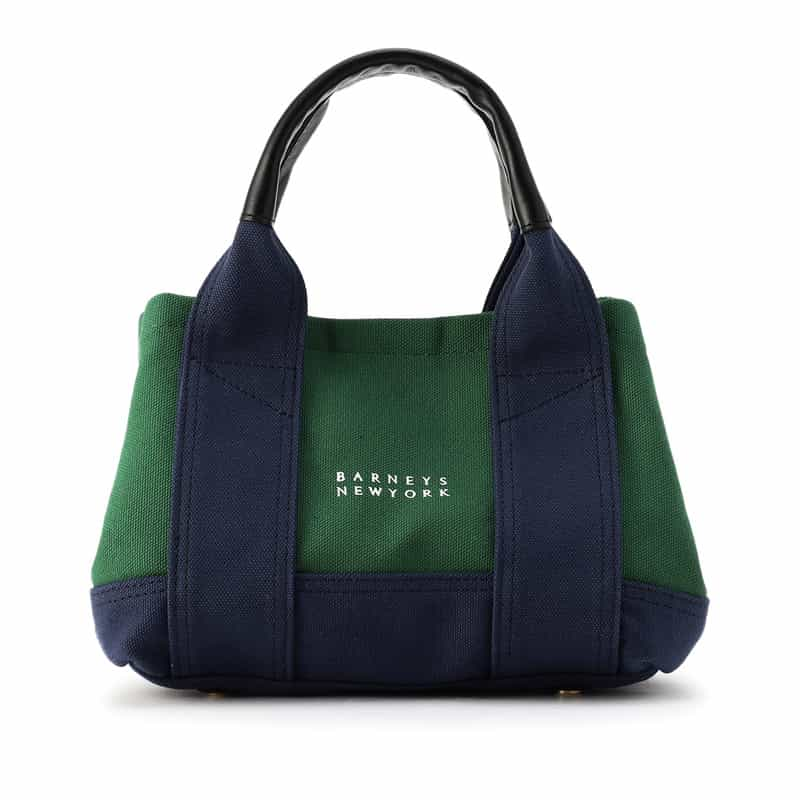 BARNEYS NEW YORK キャンバスロゴトートバッグ（S） GREEN