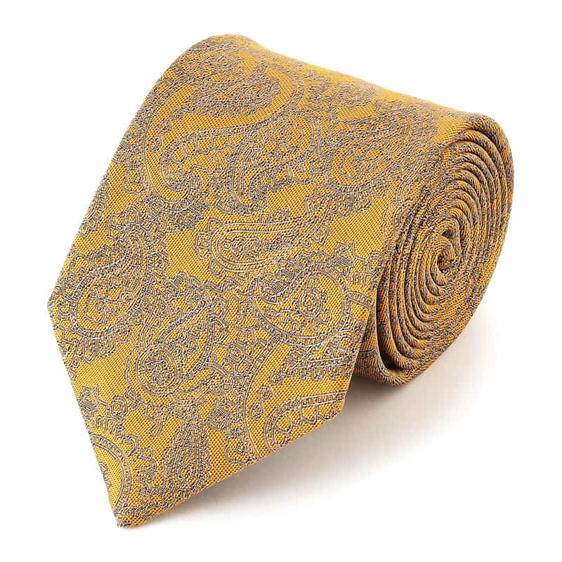BARNEYS NEW YORK ペイズリー柄タイ YELLOW