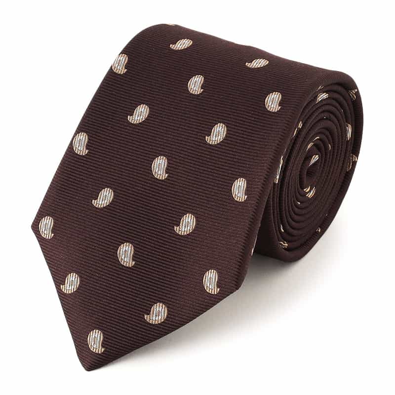 BARNEYS NEW YORK ペイズリー柄タイ BROWN