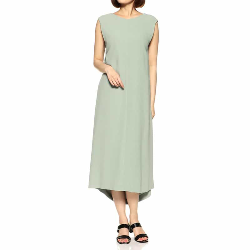 BARNEYS NEW YORK ウォッシャブルバックドレープドレス LIGHT GREEN