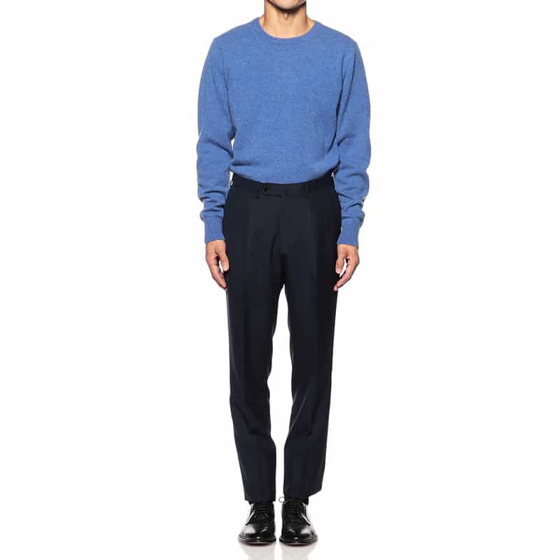 BARNEYS NEW YORK 1プリーツマイクロ千鳥柄ウールパンツ NAVY