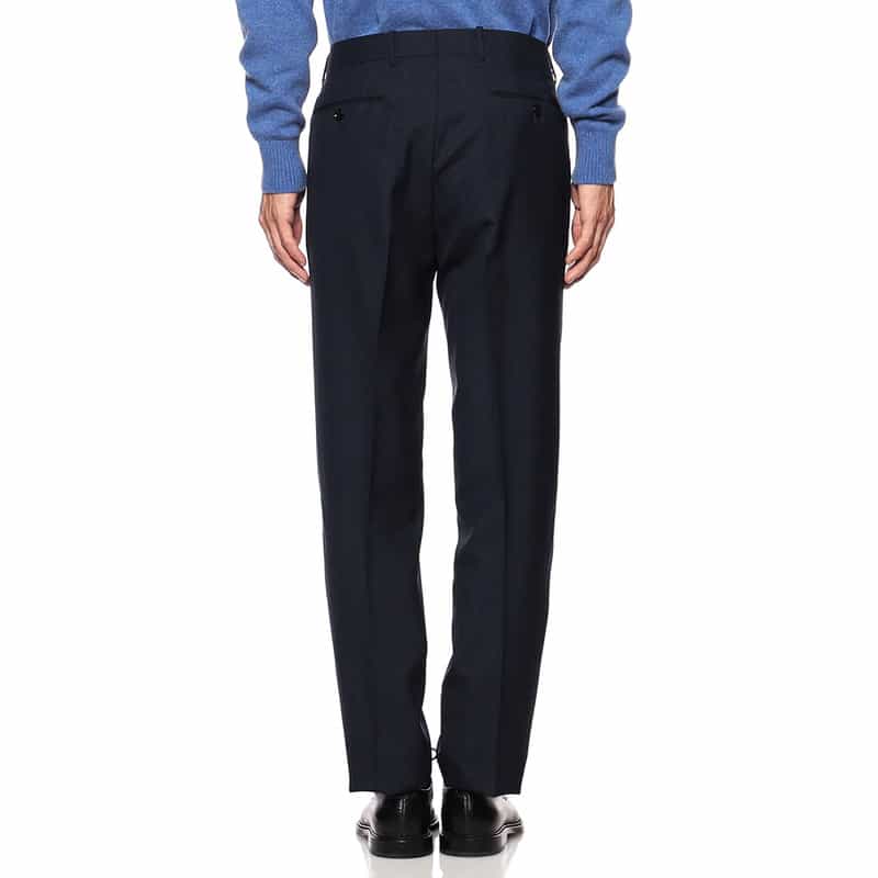 BARNEYS NEW YORK 1プリーツマイクロ千鳥柄ウールパンツ NAVY