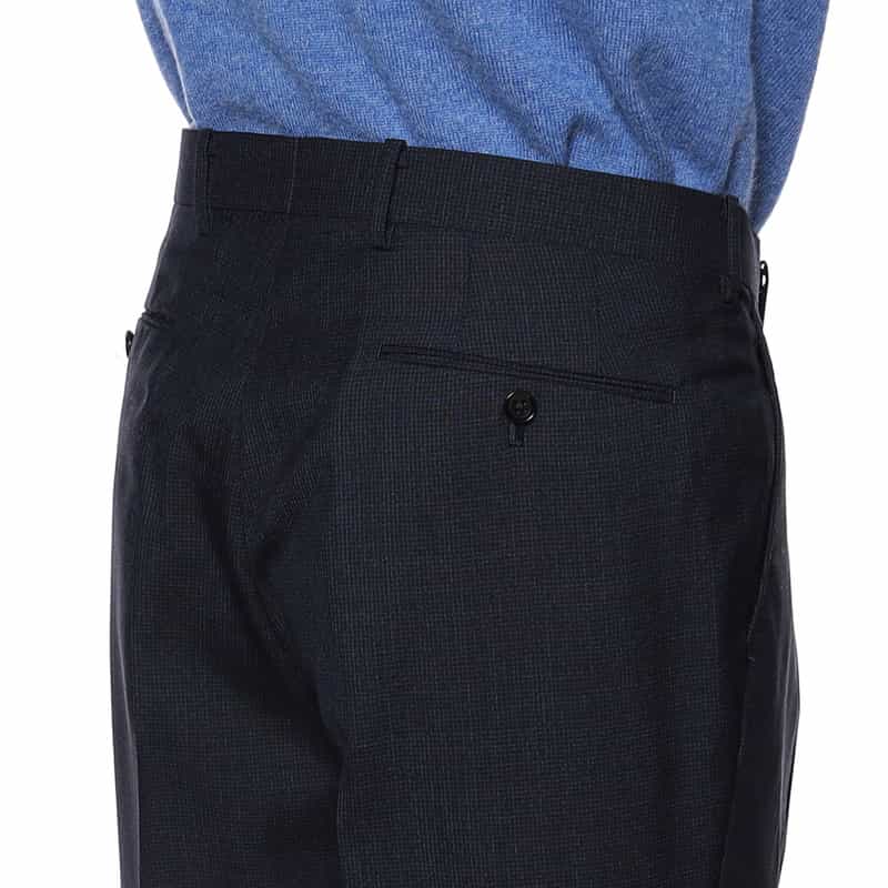 BARNEYS NEW YORK 1プリーツマイクロ千鳥柄ウールパンツ NAVY