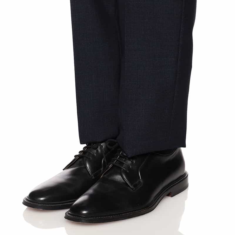 BARNEYS NEW YORK 1プリーツマイクロ千鳥柄ウールパンツ NAVY