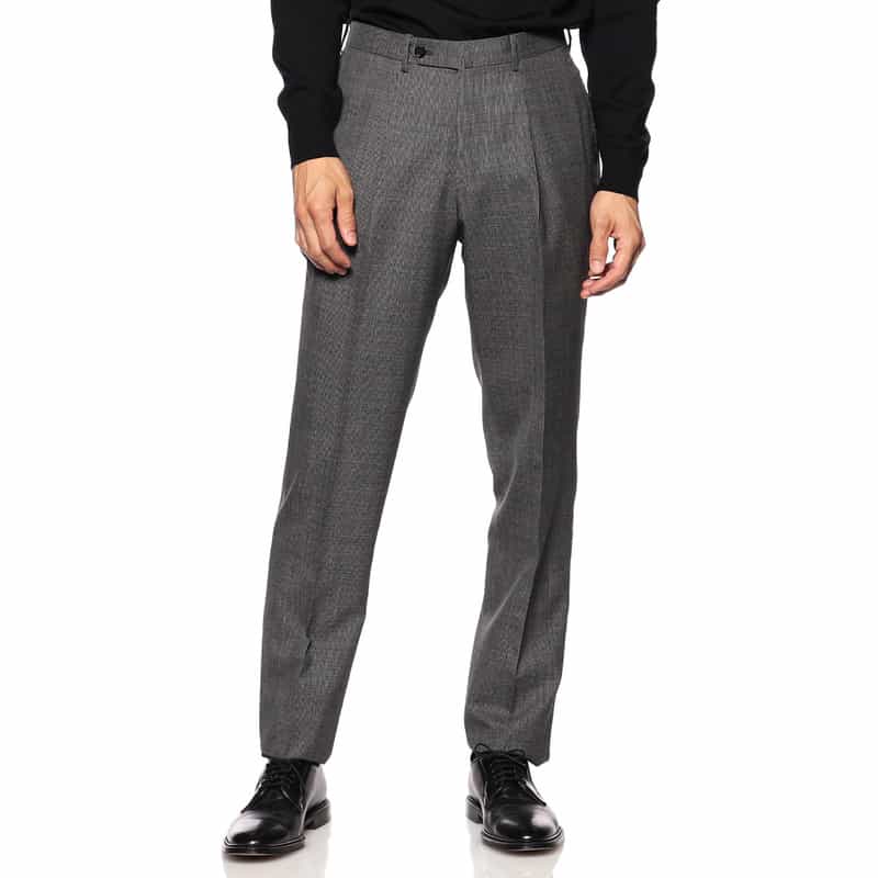 BARNEYS NEW YORK 1プリーツマイクロ千鳥柄ウールパンツ GRAY