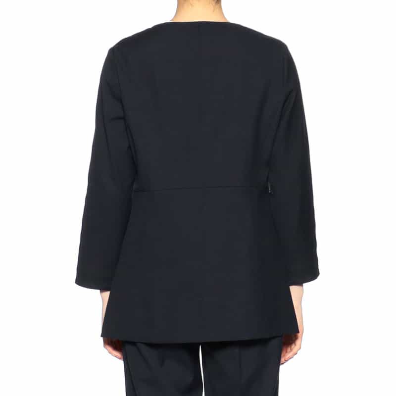 BARNEYS NEW YORK セットアップウォッシャブルノーカラージャケット NAVY