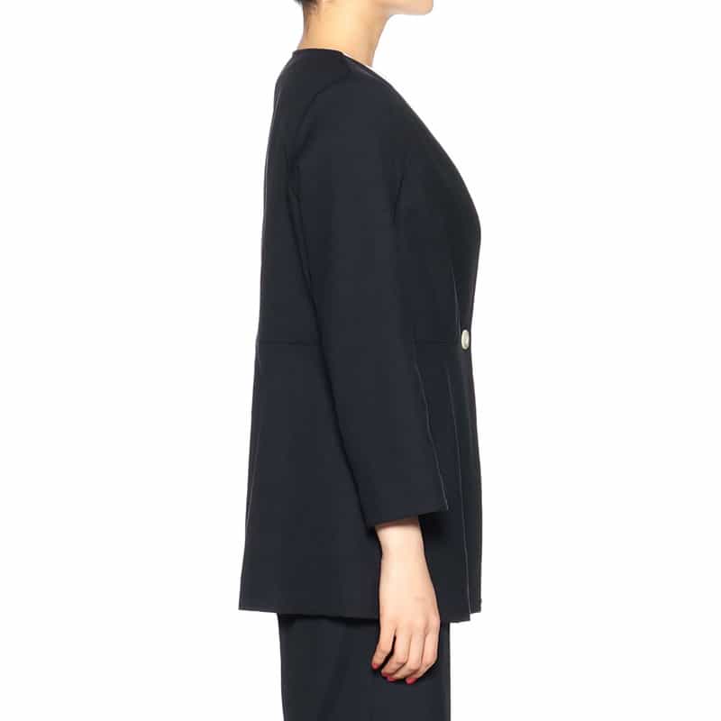 BARNEYS NEW YORK セットアップウォッシャブルノーカラージャケット NAVY