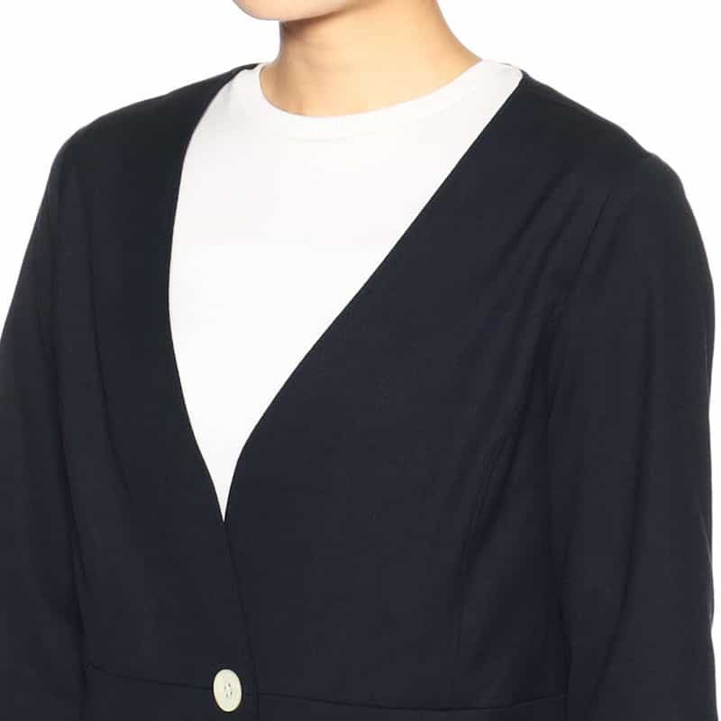 BARNEYS NEW YORK セットアップウォッシャブルノーカラージャケット NAVY